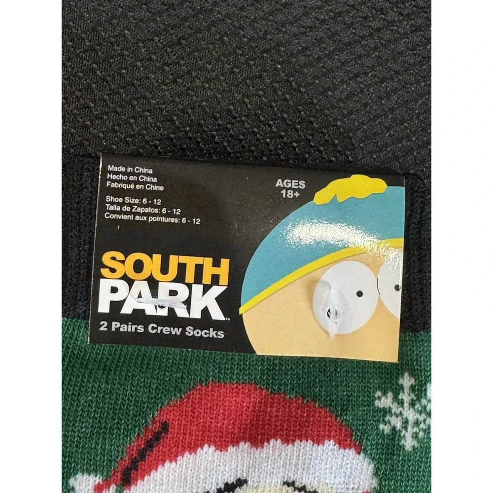 South Park Santa‎ Cartman 2 pack Crew Socks NEW /w Tags HYP 6-12
